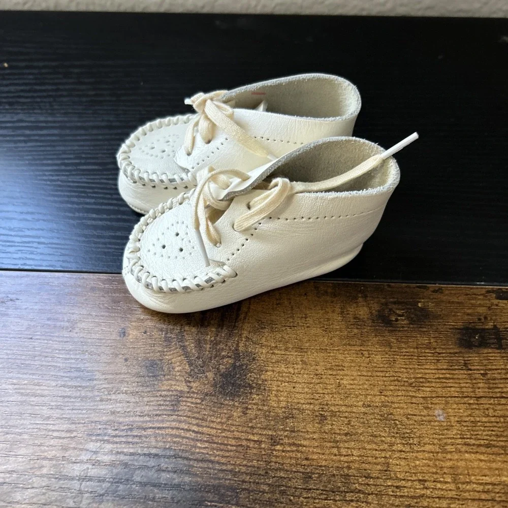 1960s Walker Baby Shoes Pair Original Box Vtg White Leather 220-149 Size 1, Used